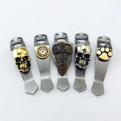 Titanium Alloy Steel Flame Flashlight Back Clip For BOSS OKLUMA Barrel Flashligh MCG Jeff Hanko Machine Works Pattern Skull Fire