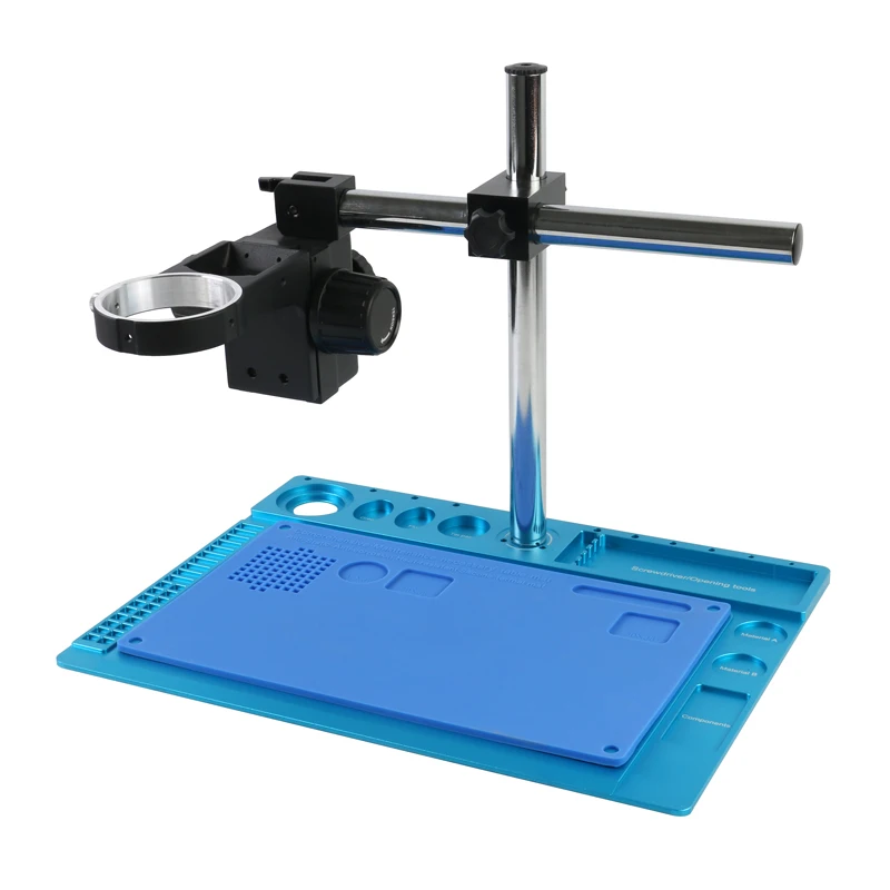 Multifunction Aluminum Alloy Microscope Stand Phone Repair Platform Resistant Maintenance Mat For 76mm Stereo Microscope