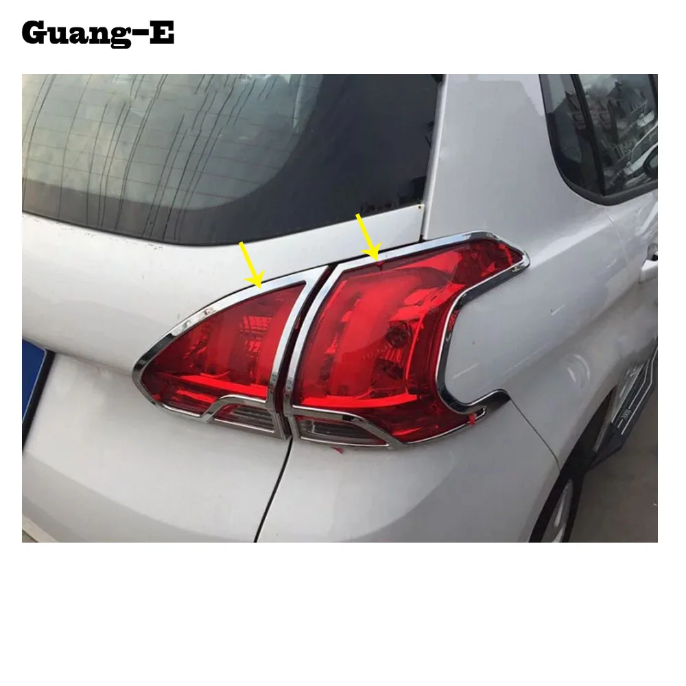 Car Body Rear Tail Back Light Lamp Frame Stick Styling ABS Chrome Trim 4pcs For Peugeot 2008 2014 2015 2016 2017 2018