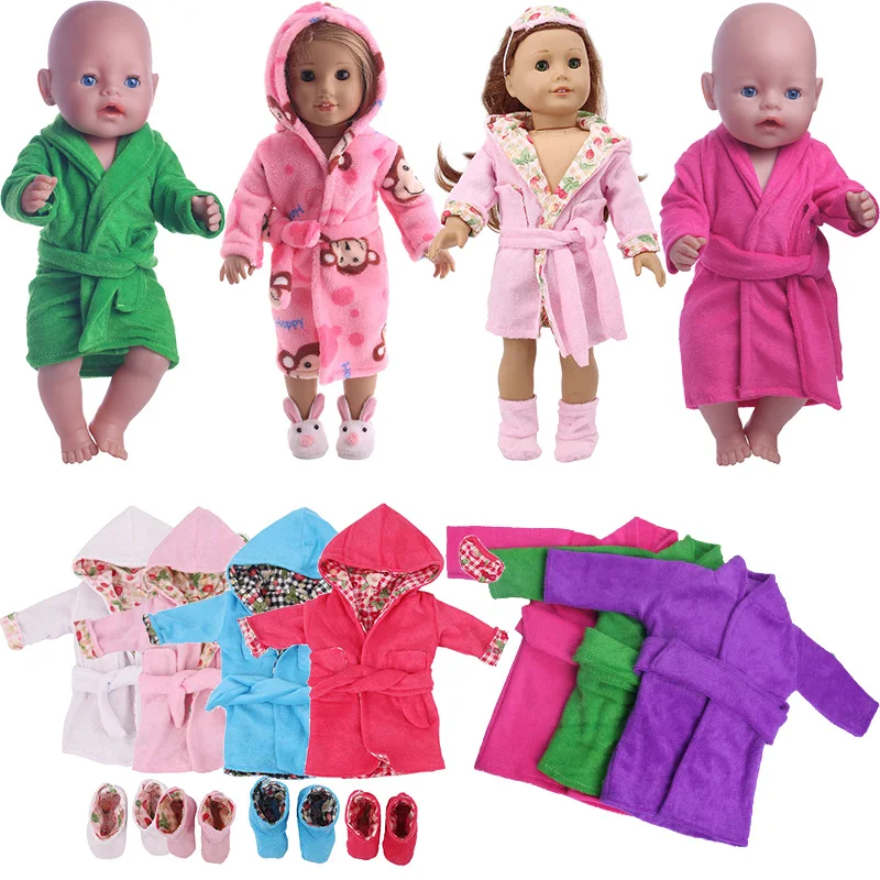 15 Doll's Bathrobe Nightgown Choose for American 18 Inch Girl Doll & 43 cm Born Baby Doll Clothes Accessories & Our Generation