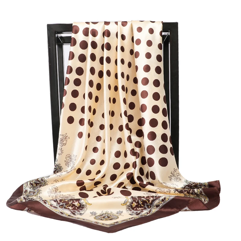 

Платок женский атласный в горошек, Модный Шелковый маленький шейный платок, 90 х90 см