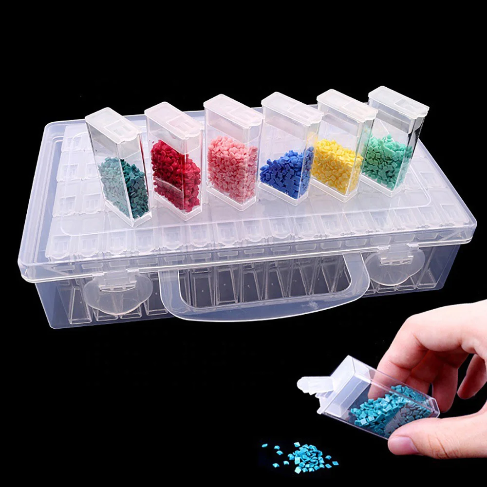 64/56/28 Transparent Storage Box Practical Plastic Case Diamond Painting Accessories Bead Jewelry Storage Box Organizer Tools