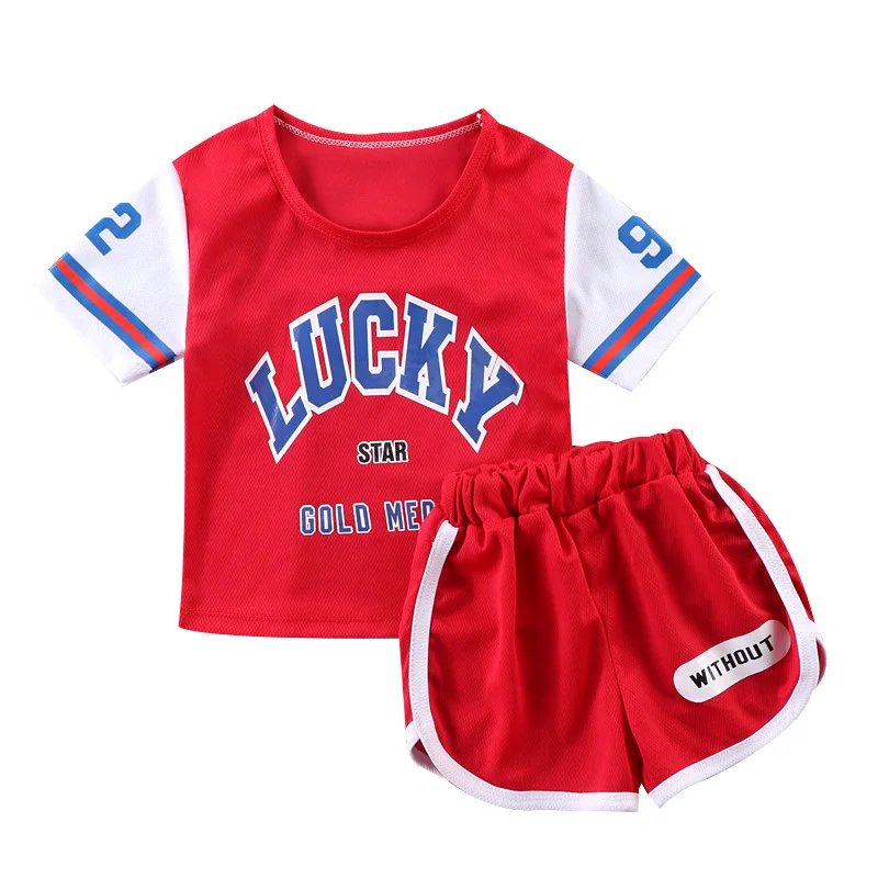 Baby Boys Girl Clothing-Sets Kids Pajamas Quick-drying T-shirt Shorts 2pcTracksuits Breathable Basketball Jogging Sports Suit