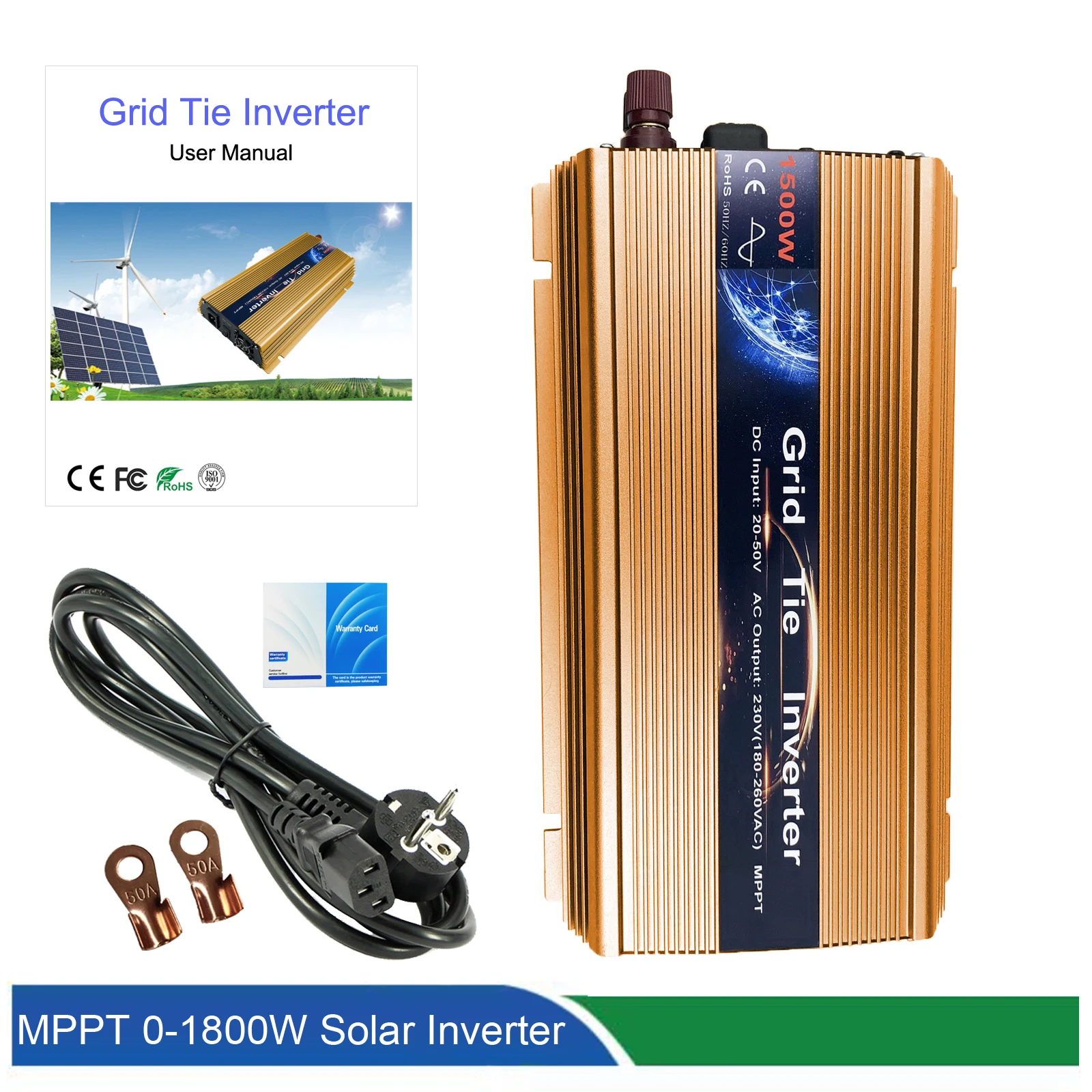 1500W Solar Inverter MPPT On grid Tie 12/18/24/36V To 110 220V AC Power Inverter For Solar Panle Wind Generator 1 Year Warranty