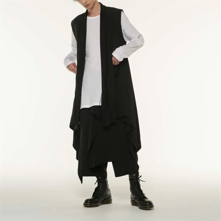 S-6XL!!New spring/Summer man personality cape sleeveless hoodie in the dark long cardigan show suit sunblock young windbreaker