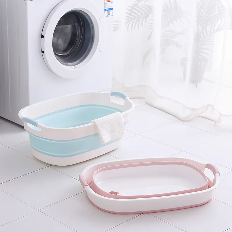 Baby Shower Folding Bathtub Foldable Bath Tub Newborn Baby Accessories Large-Capacity 0-6 Years Children Bathroom Laundry Basket