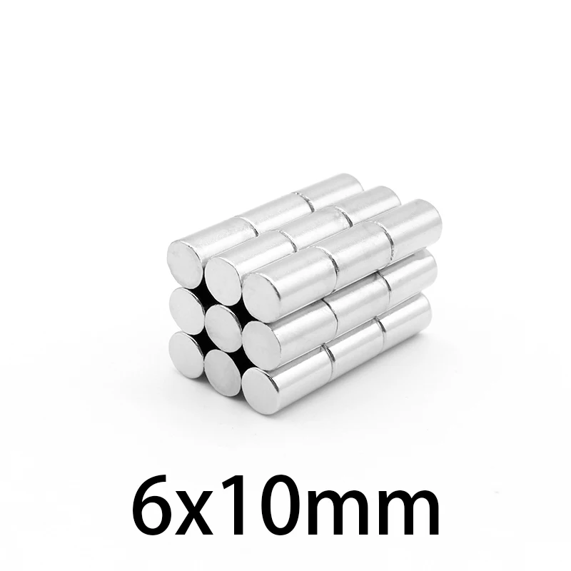 10-100PCS 6x10mm Search MinorMagnet Diameter 6mmx10mm Bulk Small Round Magnet 6mm*10mm Neodymium Disc Magnet 6*10mm