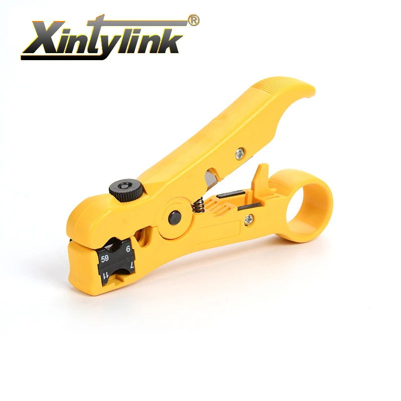 

xintylink network hand tool pliers knife flat round line utp rj45 cat5 cat6 wire coax coaxial stripping cable stripper cutter