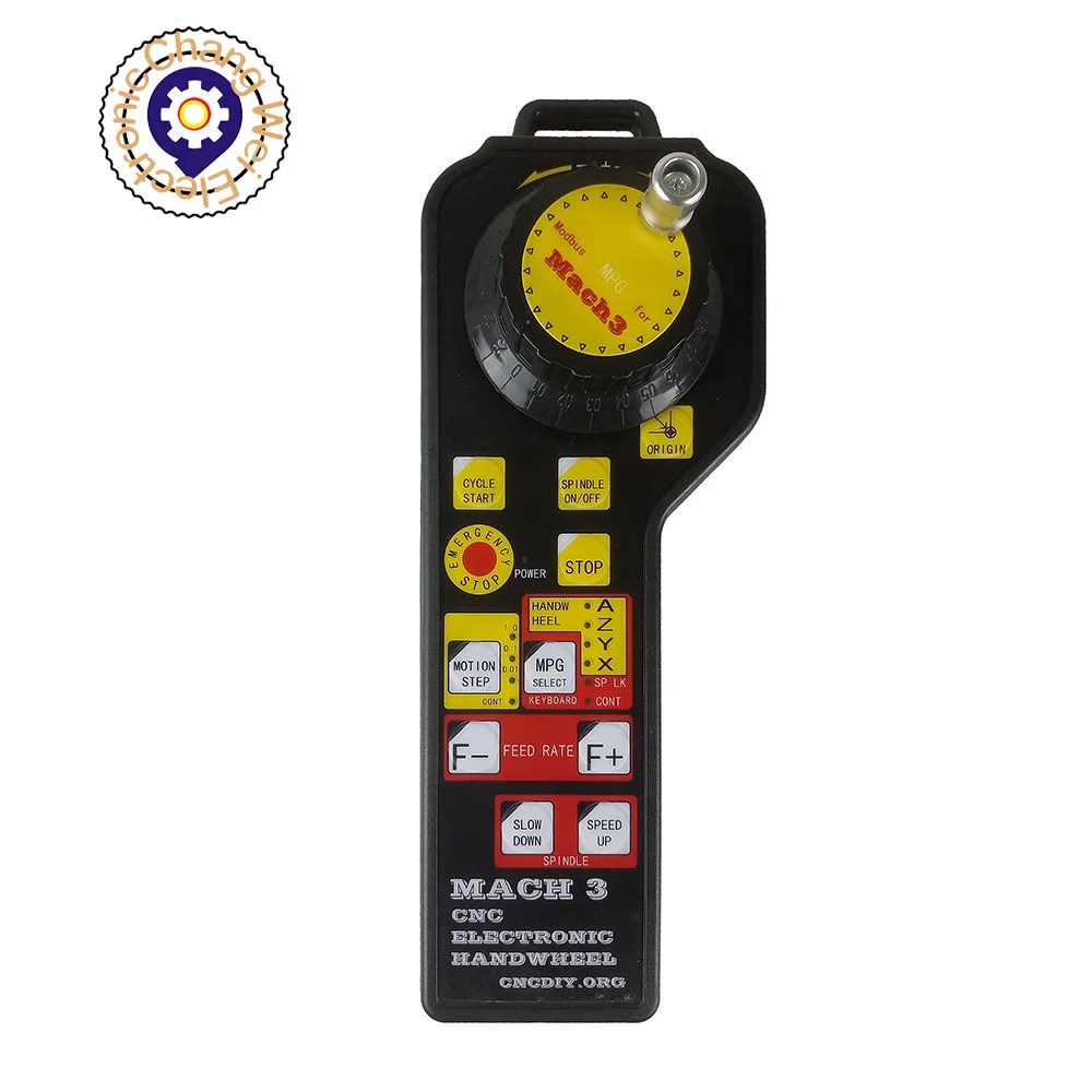 CNC MACH3 MPG MPG3 Pendant Electronic Handwheel With Emergency Stop MODBUS Protocol For CNC Engraving machine