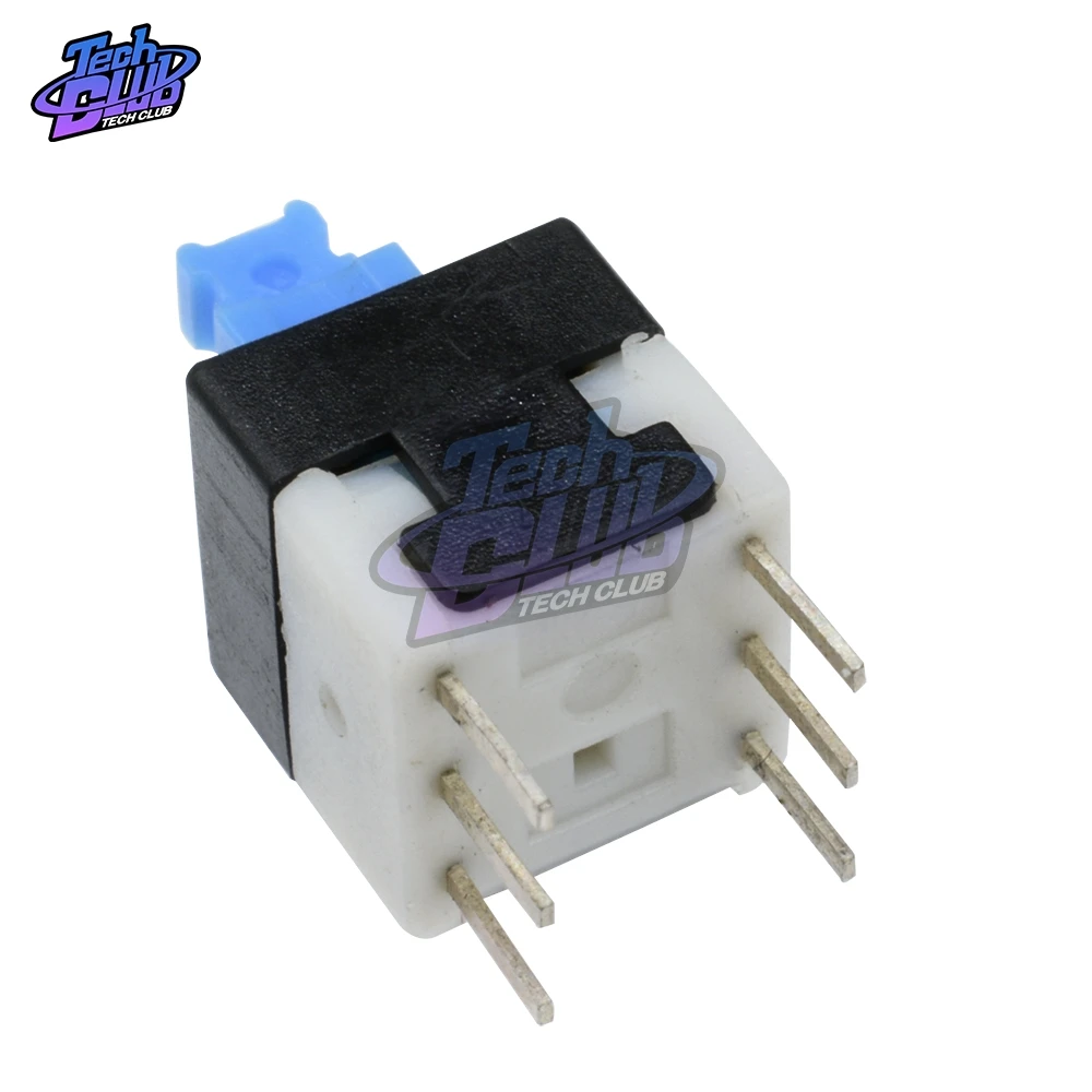 10PCs 8X8mm DPDT Self-locking Switch Type Square Button Switch Blue Cap 8*8 8X8 mm 6Pin Multimeter