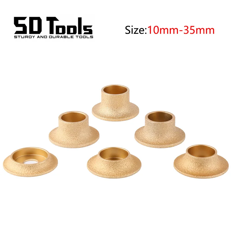 Bor 20Mm Dia 75Mm Vakum Brazing Profil Berlian Roda Gerinda Set Alat Roda Gerinda Abrasif Disket Berlian Tepi Demi-bullnose