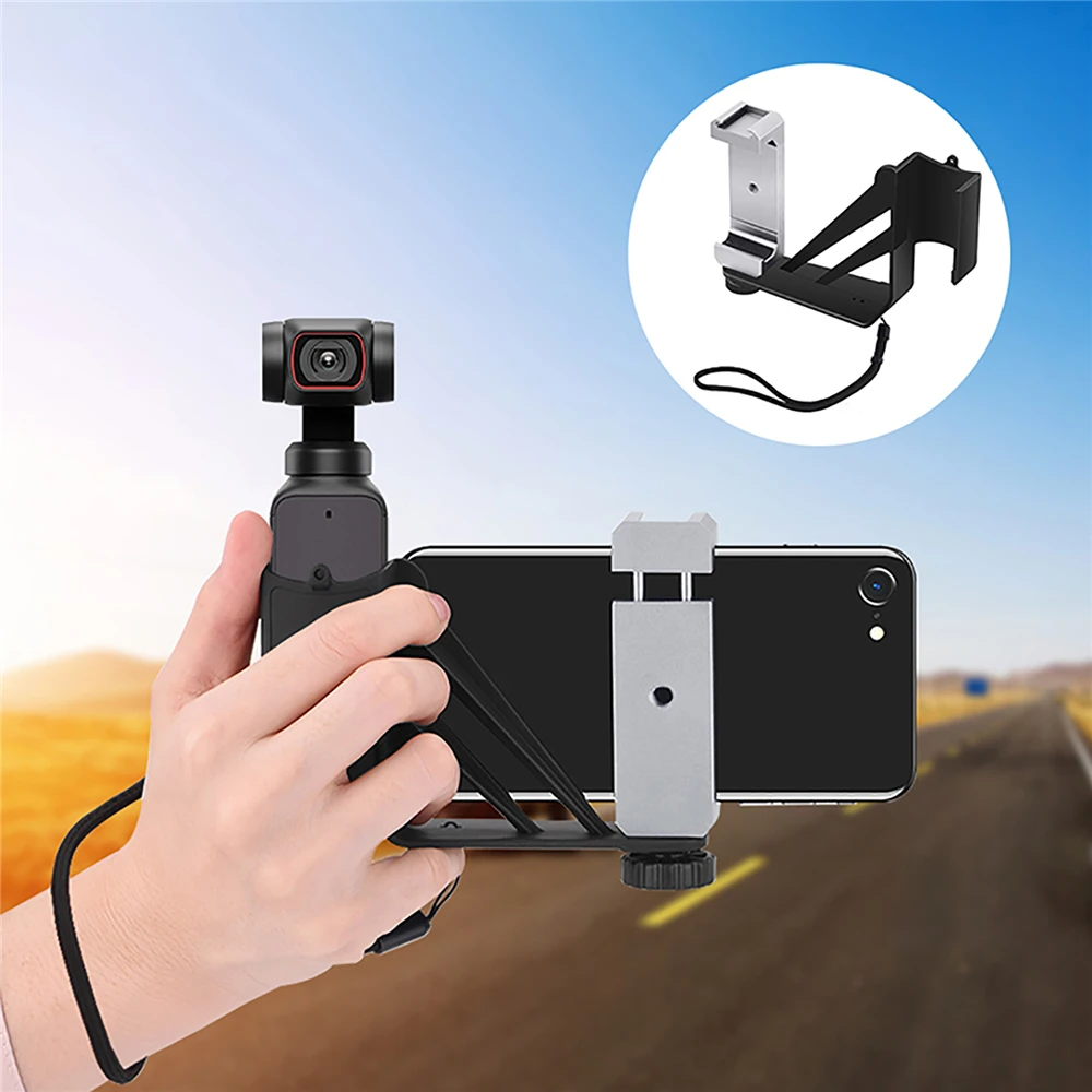 For DJI Pocket 2 Phone Clip Holder Support Tripod With Cold Shoe 1/4 Inch Screws Handheld Gimbal Camera Fixed Mounting Bracket