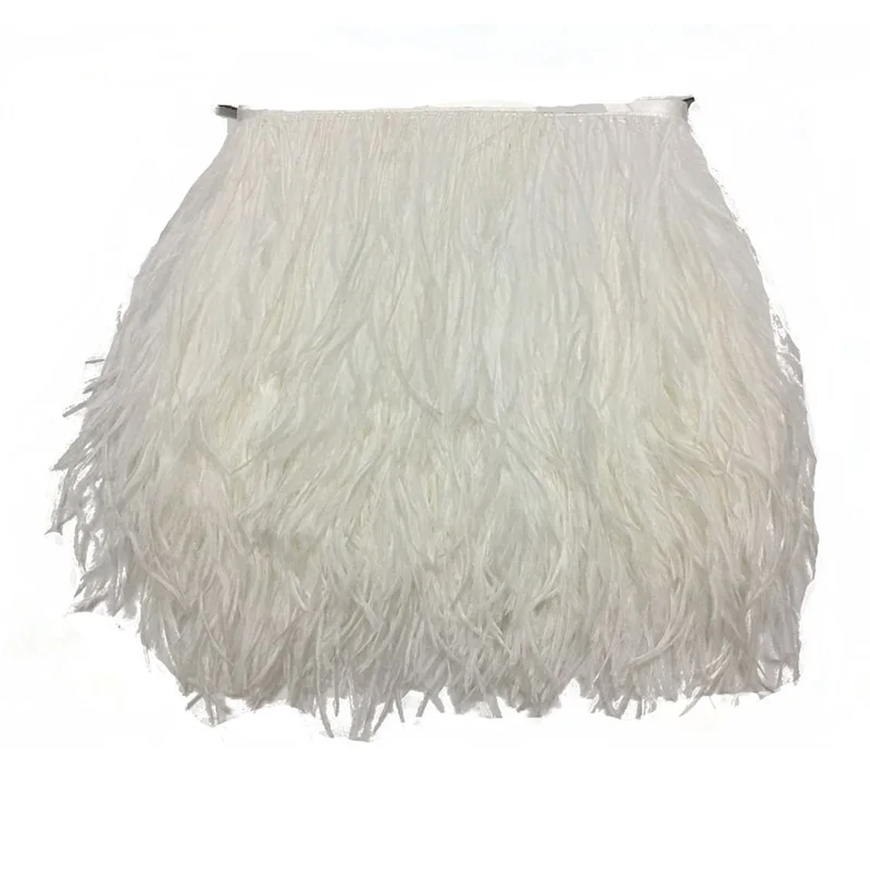 10Yards Natural White Ostrich Feathers Trim Fringe 8inch Width for DIY Dress Sewing Crafts Costumes Decoration