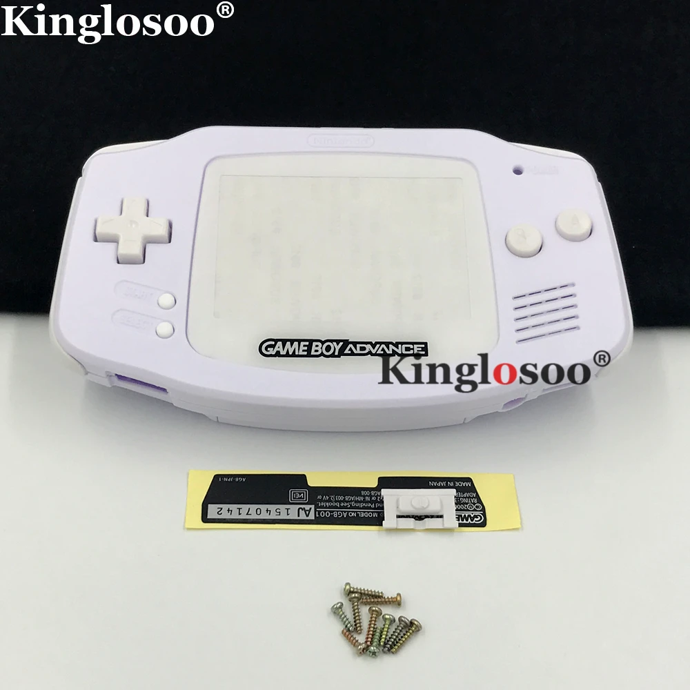 Penutup Tempurung Putih Penuh Pengganti untuk Game Boy Advance GBA Perumahan Konsol Kaca Lensa dengan Tombol Bantalan Karet