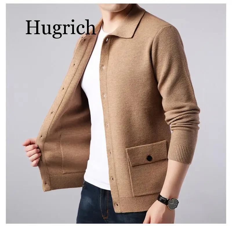 2020 Brand Sweater Men Streetwear Fashion Sweater Coat Men Autumn Winter Warm Cashmere Woolen Cardigan Men With Pocket