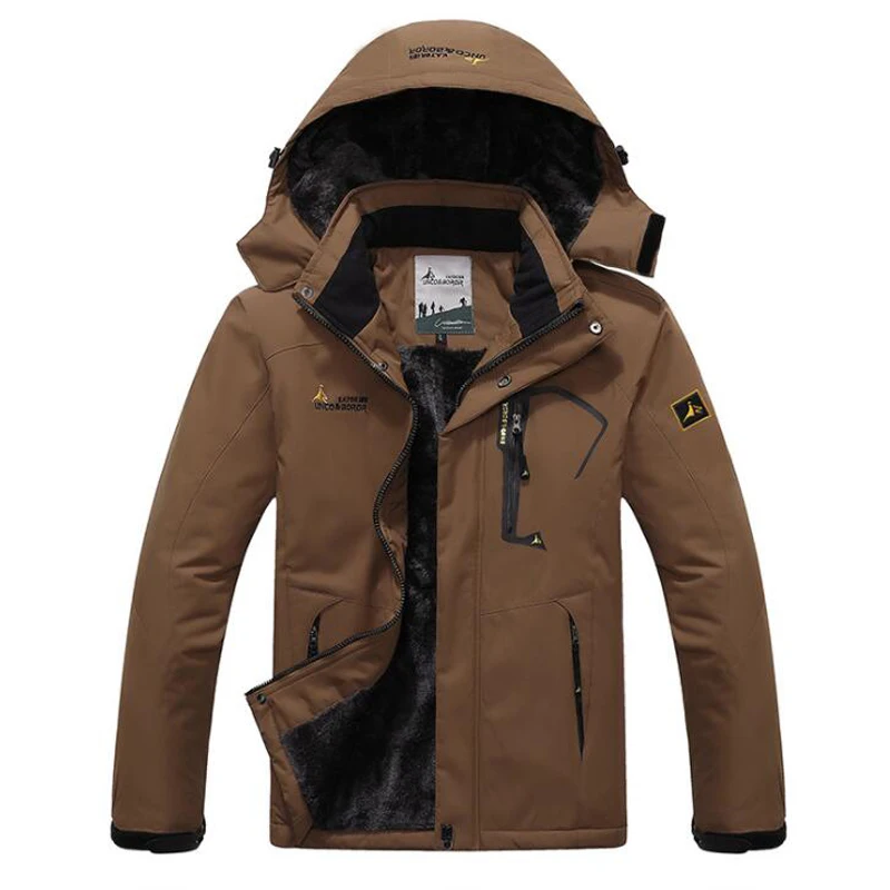 Blouson d\'hiver imperméable à capuche pour homme, Parka coupe-vent en velours épais et chaud