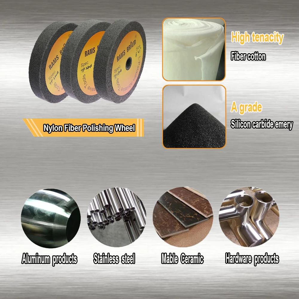 Nylonfaser-Polierscheibe 200 Mm Ø, 25 Mm Dick – Vliesschleifscheibe Für Winkelschleifer, Entgraten & Reinigen Von Metall, 5/7P Härte, Grau