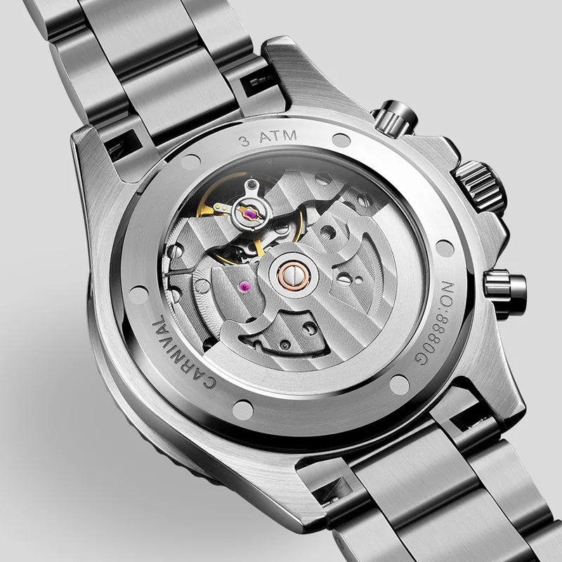 Original CARNIVAL brand Mechanical Watch Men Tourbillon Automatic Watches Men self wind Sapphire Calendar Waterproof Sport Watch