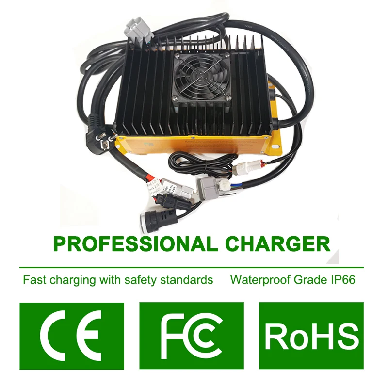 على متن 220 فولت 2KW EV شاحن للدراجات النارية Lifepo4 ليثيوم أيون الرصاص الحمضية 24 فولت 36 فولت 48 فولت 60 فولت 72 فولت 80 فولت 96 فولت 25A تمكين شاحن مقاوم للماء