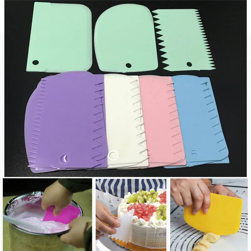 

3pcs Cake Scraper Makes The Cake Smoother Tool Set Plastic Surface United Ice Fondant Scraper d Cake Decoration Tool