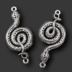 5pcs Silver Plated Rattlesnake Connectors Punk Necklace Bracelet Metal Accessories DIY Charms Jewelry Making 51 * 24 mm A494