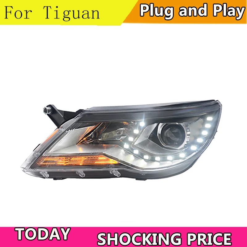 Car Styling for VW Tiguan Headlights 2009 2010-2012 Tiguan LED Headlight DRL Bi Xenon Lens High Low Beam Parking Fog Lamp