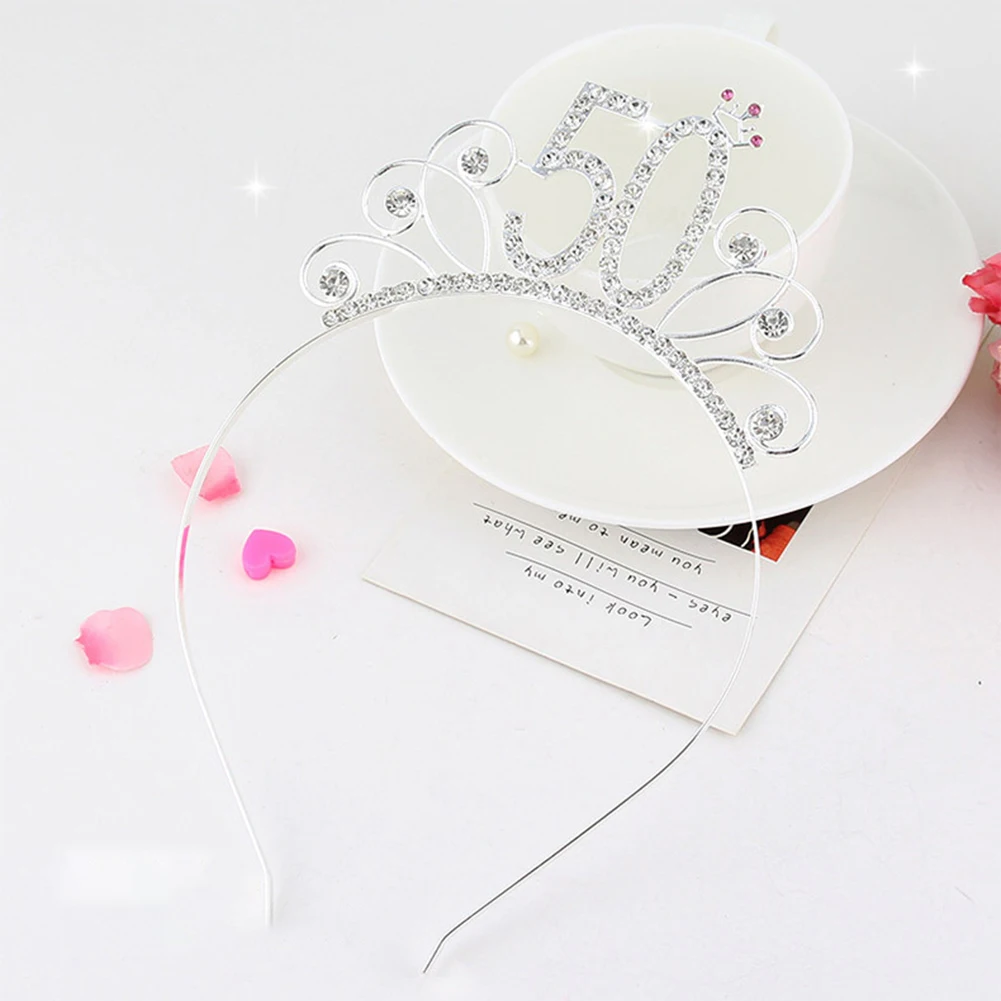 16/18/21/30/40/50/60/80 Birthday Party Tiara Crown Headband Hair Loop Decoration Birthday Gift Tiara For Girls Hair Head Accesso