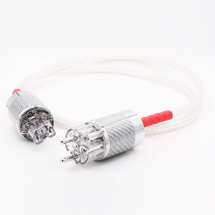 HI-End 8AG Silver Plated OCC Power Cord 16 Strands Schuko AC Power Cable  HiFi Acoustic