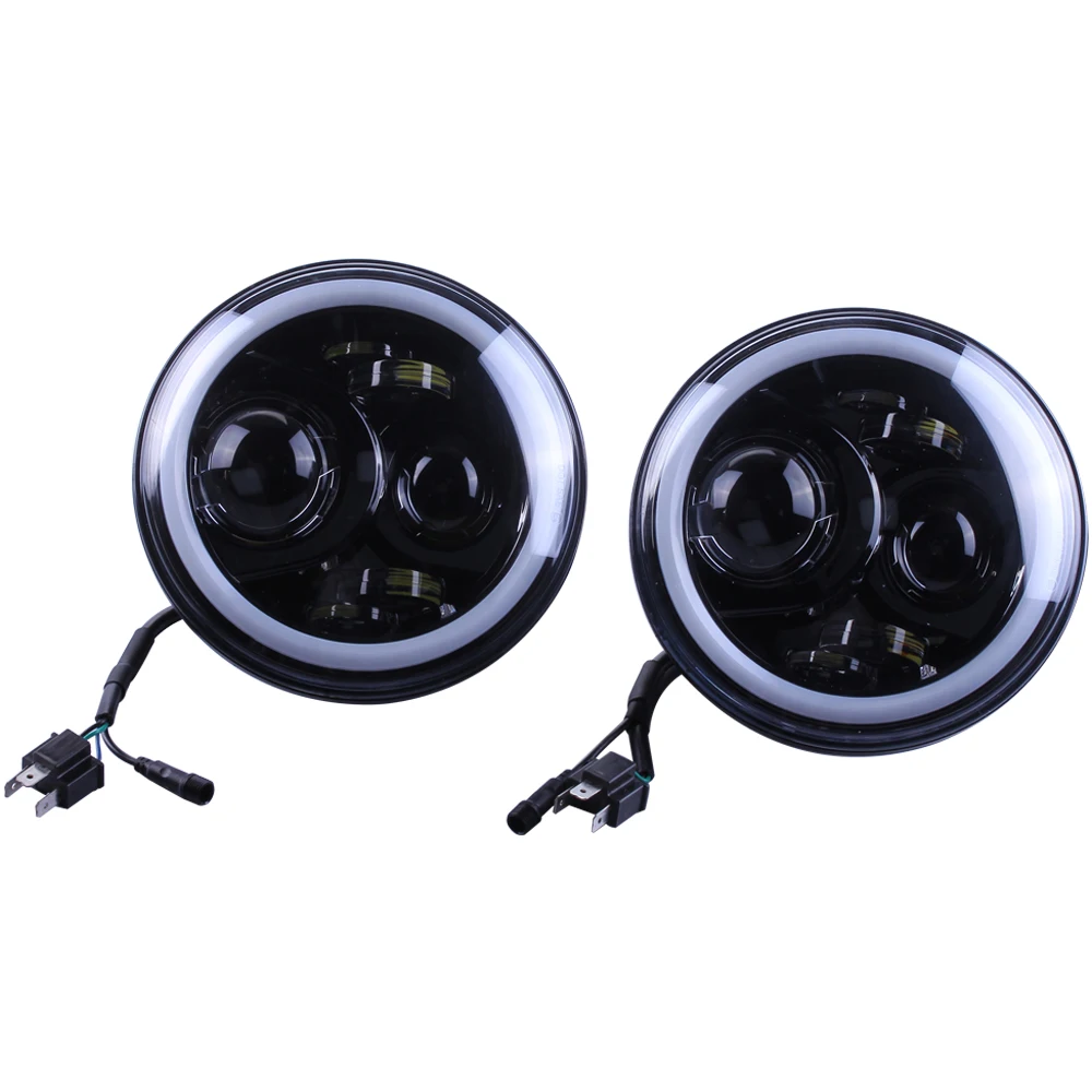 7 inch RGB LED Headlight  with LED Ring DRL Halo Angle Eyes for JEEP WRANLGER JK LANTSUN