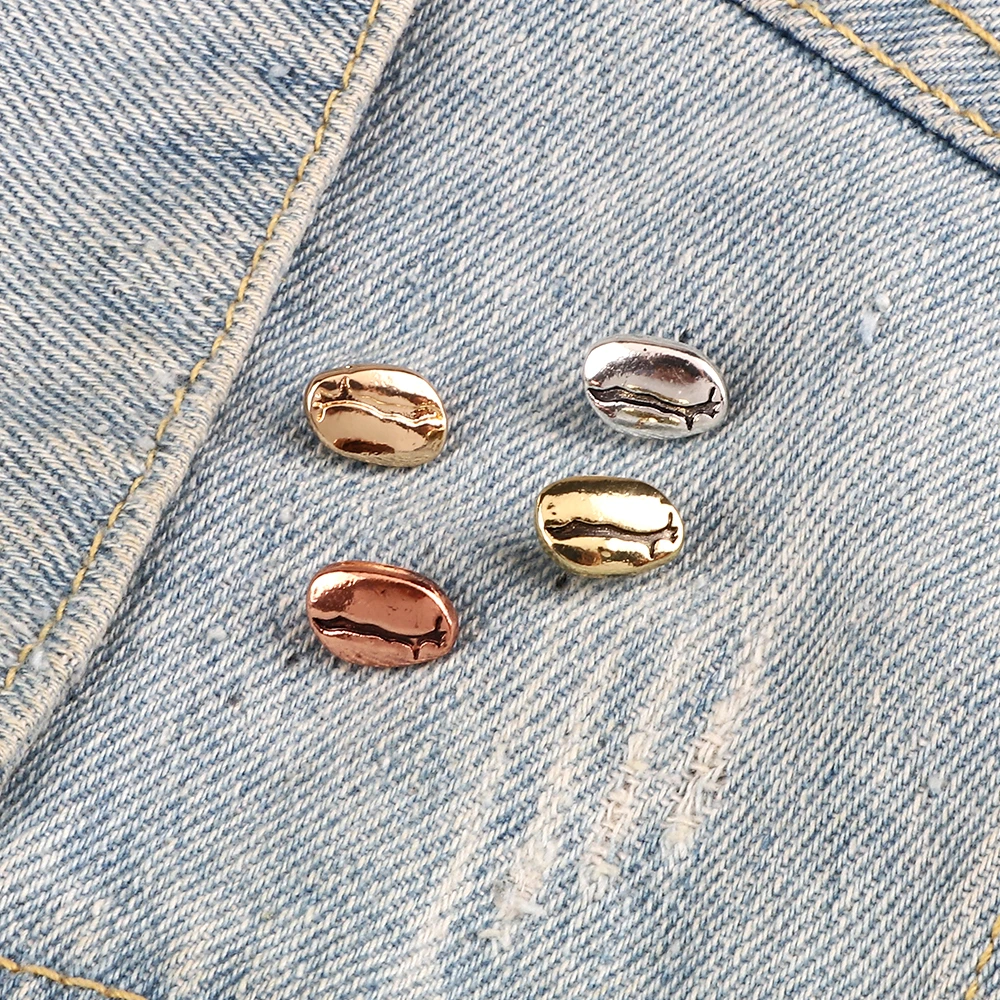 4 Color Metal Coffee Bean Brooches Vintage Coffee Bea Pins Backpack Lapel Pin Badge Punk Coffee Aficionados Jewelry Barista Gift