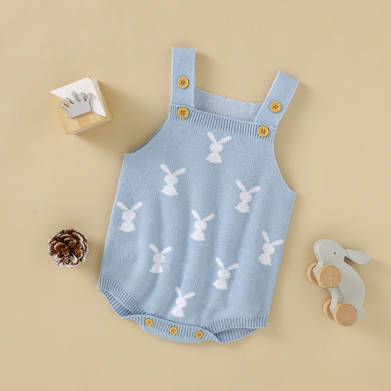 

Baby Bodysuits Spring Autumn Knit Newborn Boy Girl Onesie Jumpsuit Sleeveless Infant Bebes Clothes Knitwear Coverall Cute Rabbit