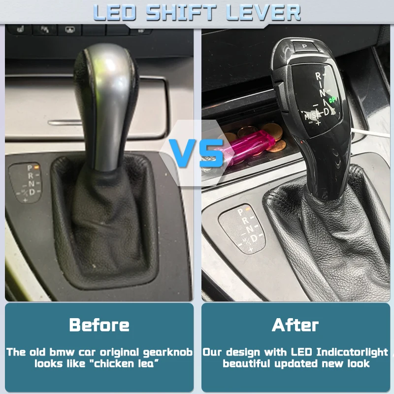 LED Gear Shift Knob Shifter Lever For BMW 1 3 5 6 Series E90 E60 E46 2D 4D E39 E53 E92 E87 E93 E83 X3 E89 Automatic Accessories