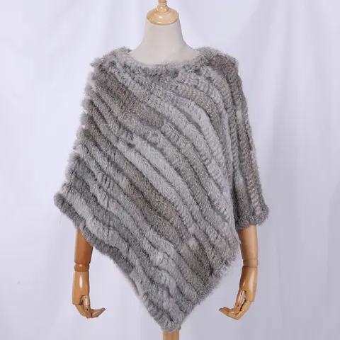 Poncho en fourrure de lapin véritable tricoté en fourrure naturelle, manteau portefeuille à la mode, châle pour dame, écharpe en fourrure naturelle, Cape pour fête de mariage, vente en gros