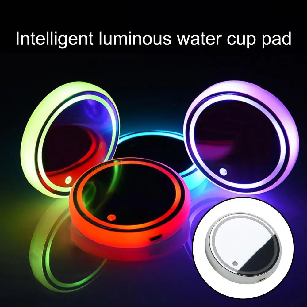 

Luminous Cup Mat Colorful Ambient Light LED Car USB Anti-slip Coaster Drink Holder for Automotive