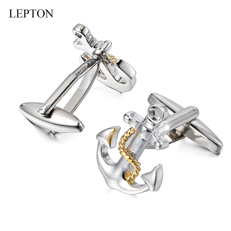 Lepton Anchor Cufflinks For Men Shirt Cuffs Cuff Links High quality Classic Nautical Anchor USN Navy Cufflink Relojes Gemelos