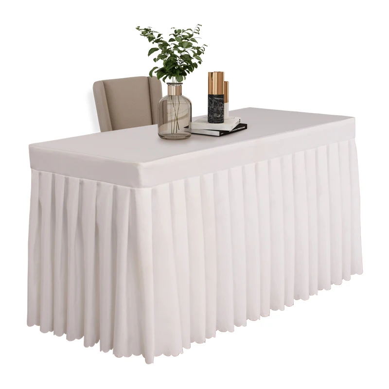 

Plain Color Polyester Table Skirting Cover for Home Restaurant and Hotel, Can Do Customized Size