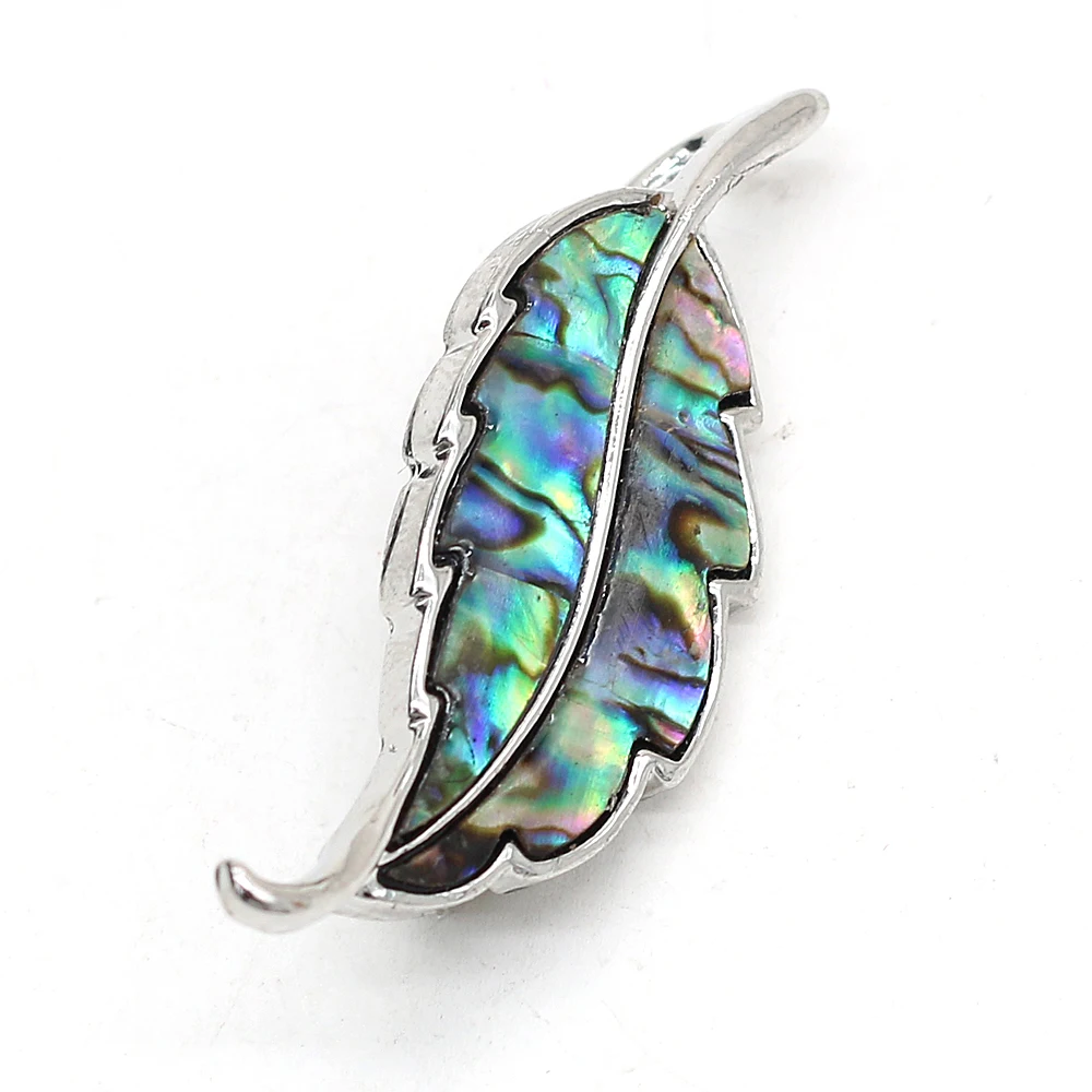 New Natural Alloy Mother of Pearl Abalone Shell Brooch Leaf Shape Charms Pins Unisex Jewelry Gift DIY Pendant Necklace Brooches