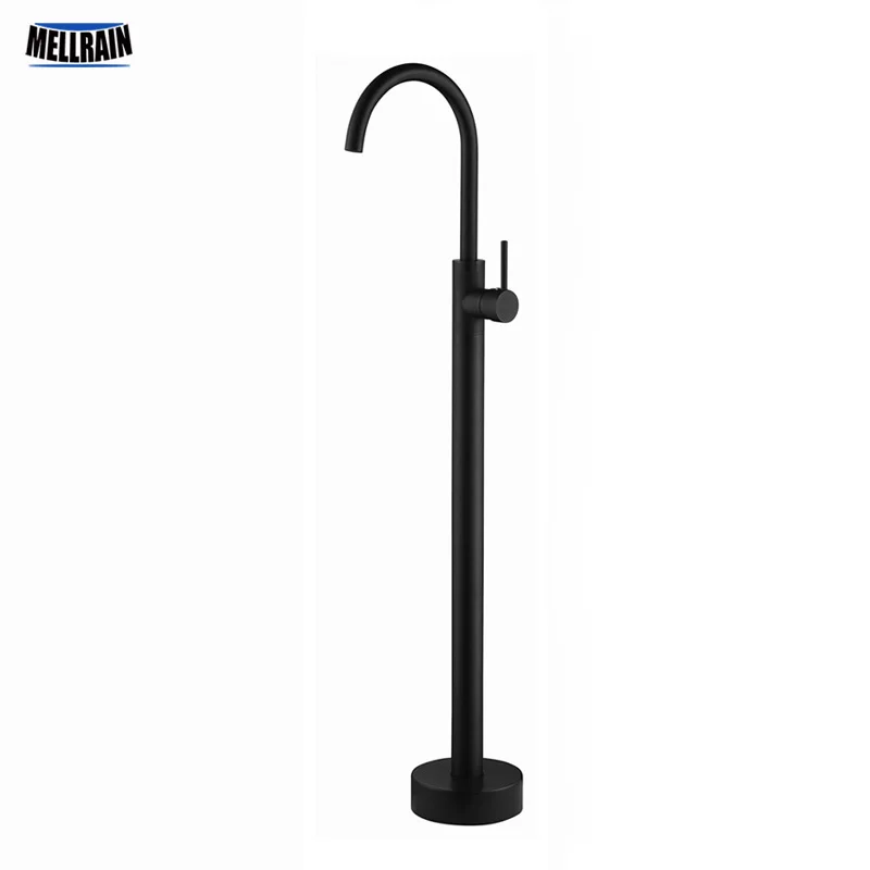 Black Bathroom Floor Stand Bathtub Faucet Single Function Hot & Cold Water Mixer Bathtub Tap Chrome/Black/Gold