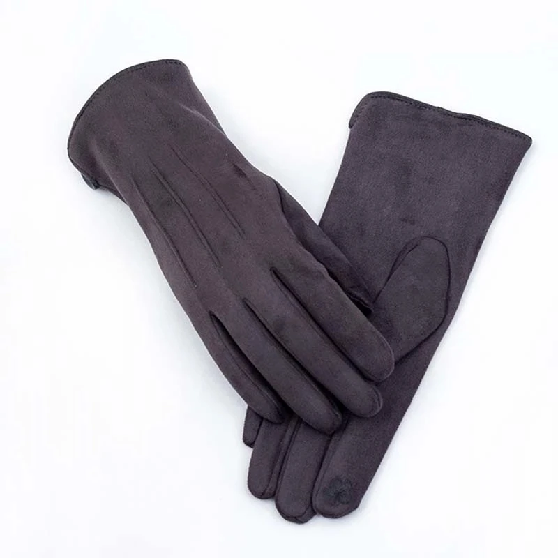 

Women Winter Plus Velvet Thick Warm Touch Screen Driving Mitten Female Three Tendons Pearl Suede Leather Sport Cycling Glove R1