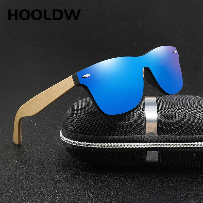 

HOOLDW Classic Wooden Sunglasses Men Women Brand Design Bamboo SunGlasses Square Wood Glasses Travel Goggle Shades Oculos de sol