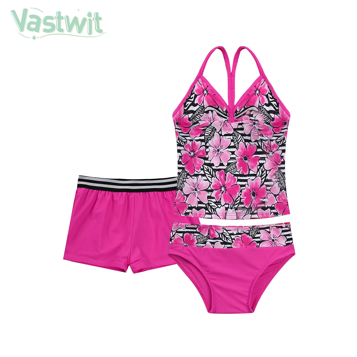 

Kids Girls Print Swimsuit Swimwear Outfits Floral Printed Tankini Sets Tops with Bottoms Shorts Brief Set Beachwear Bathing Suit