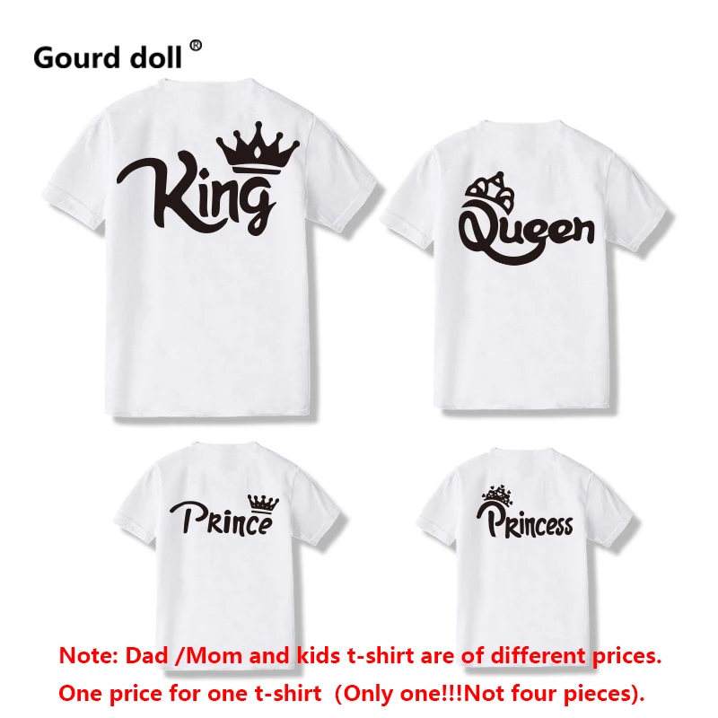 Cotton T-shirt family matching clothing kawaii Queen Princess Prince father mother daughter matching family look tshirt outfits