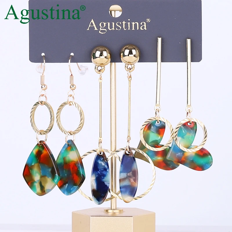 Agustina Set earrings fashion jewelry long earrings women drop earrings Set geometry Acrylic earring boho earings cute wholesale