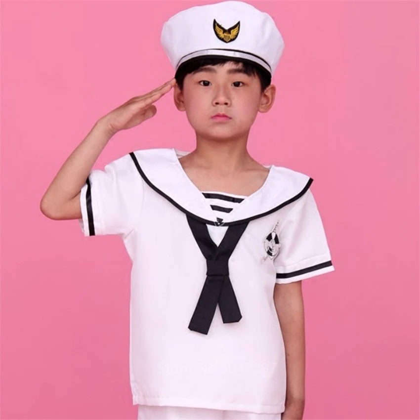 Uniforme per bambini capitano Navay ufficiale marinaio Costume ragazza ragazzo classico Halloween Cosplay esercito vestito fantasia carnevale