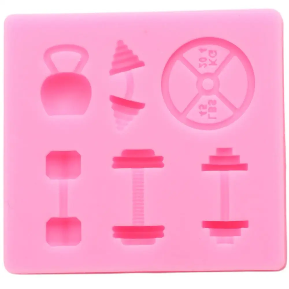 Sports Equipment Silicone Molds Dumbbell Shot Put Fondant Mould Baby Birthday Cake Decorating Tools Candy Clay Chocolate Moulds