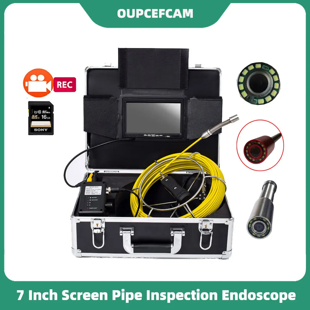 

7 Inch Screen Drain Pipe Sewer Inspection Endoscope System With DVR φ5mm Fiberglass Cable