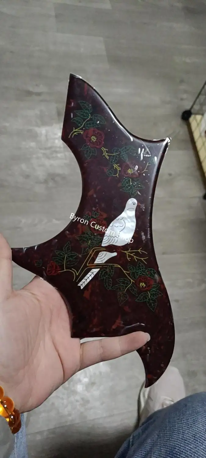 

free shipping real pearl Do ve Self ticker original handmade celluloid pickguard guitar bird inlays acoustic guitar pickguard