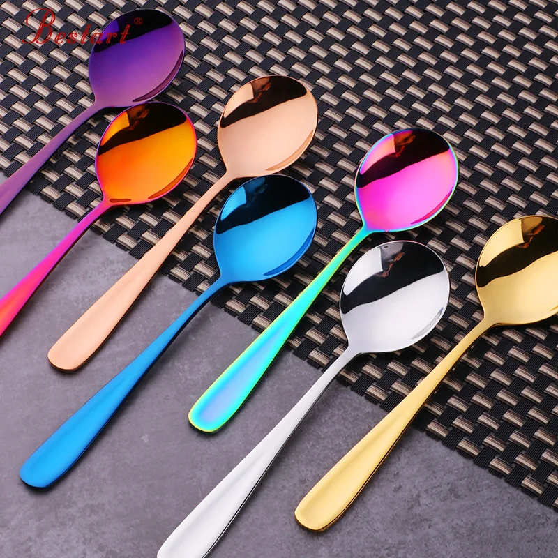 

5 Pcs Spoon Stainless Steel Stirring Long Handle Ice Cream Dessert Spoons Teaware Coffee Drinking Tools Kitchen Tableware