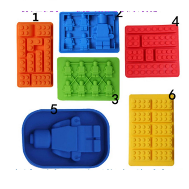 1 Piece Silicone Building Blocks Robot 3D DIY Mold Chocolate Tray Jelly Brownie Dessert Pastries Mould Cake Decoration Tool