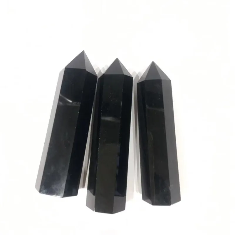 

Natural Gemstone Crystals Healing Stones Black Obsidian Point For Home Decoration